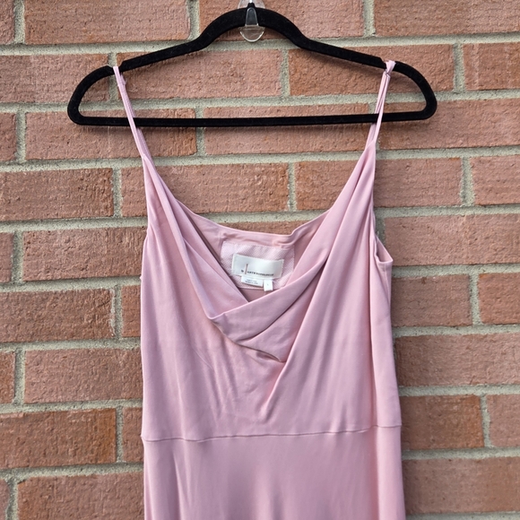 Anthropologie Elyse Satin Slip Midi Dress Rose Pink - Picture 4 of 7